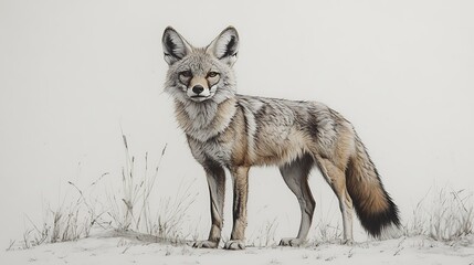 Fototapeta premium Majestic jackal running pencil sketch pictures capturing creative lifelike details