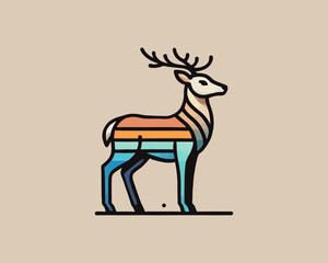colorful deer logo design vector 