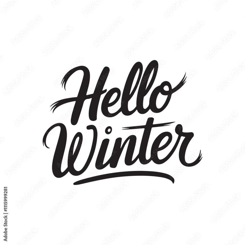Fototapete hello winter typography calligraphy font letterings typescript text flat design