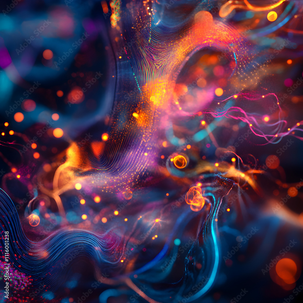 Poster psychedelic abstract ai interpretation digital realm visual art vibrant colors abstract concept digi