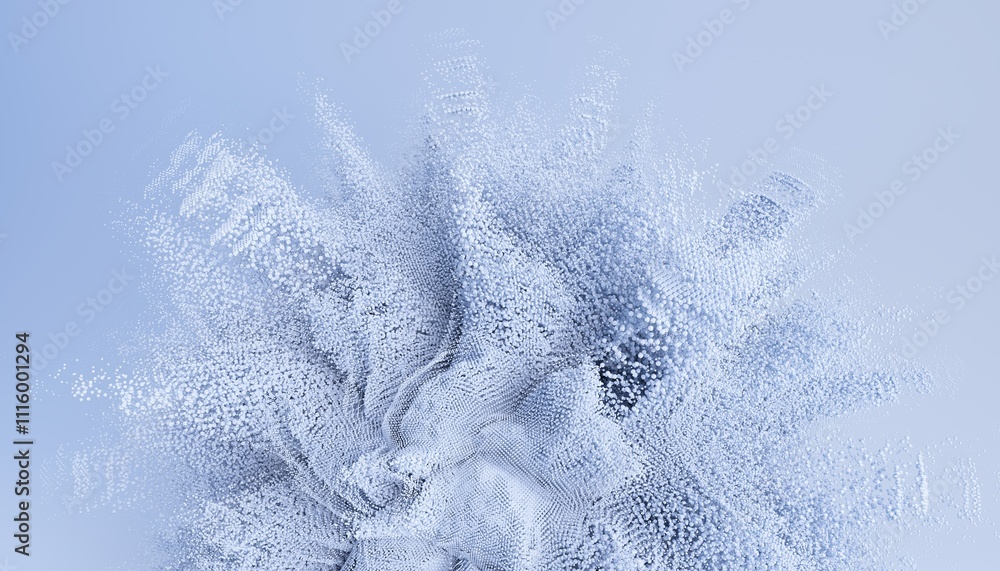 Poster 3d render of abstract shape explosion. Dynamic futuristic background.
