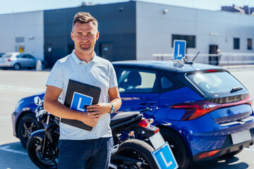 Mature man working as a driving instructor