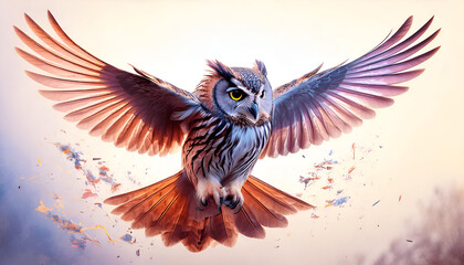 Obraz premium Colorful Bird Flying in White Background