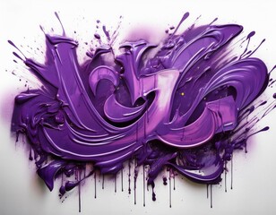 isolated graffiti artwork featuring aubergine hues displayed on a white background showcasing the vibrant trend of graffiti and its artistic expression through aubergine color tones