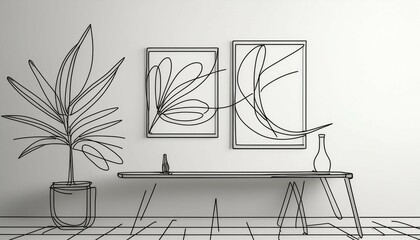 simple line drawing on white canvas