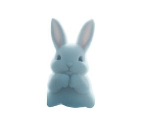 Obraz premium Easter bunny shaped from fluffy clouds on pure flat white background. PNG transparent.