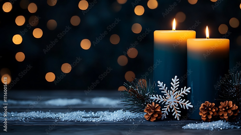 Poster elegant close-up of a stylish table setting with candles and decorative elements for a cozy atmosphe