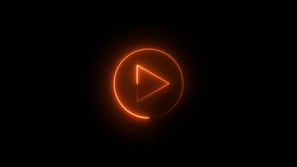 UI rendering in three dimensions Isolated play icon with neon light . Blue play button on black background. Start button. Neon glowing play button.