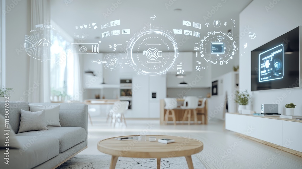 Poster Image of a smart home displaying various connected devices and appliances