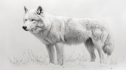 Naklejka premium Lifelike hand drawn wolf running pencil sketch wallpaper images highlighting grace