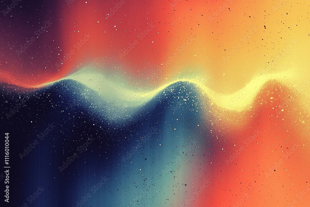 Poster dark grainy gradient background with orange gold yellow vibrant abstract on black, noise texture eff