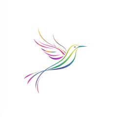 Here's a possible  and keyword list for your image.. Colorful hummingbird design, abstract bird art.