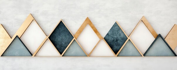Fototapeta premium Geometric plaster relief with layered triangles, modern and stylish