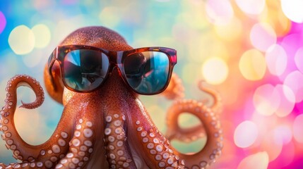 A large octopus wearing sunglasses