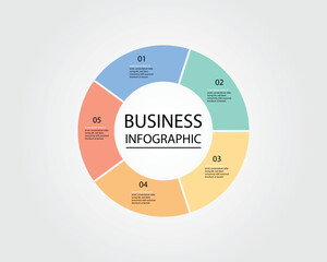 Business Infographic modern design template for banners and infographics for 5 circle step 