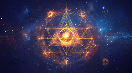 Mystical sacred geometry symbols background with alchemy and golden ratio elements for science and spirituality designs. Alchemy. Illustration