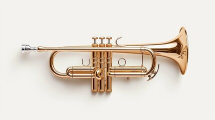 Fototapeta premium a brass trumpet sticker, retro music icon, bold outlines, 2D illustration, isolated on white background