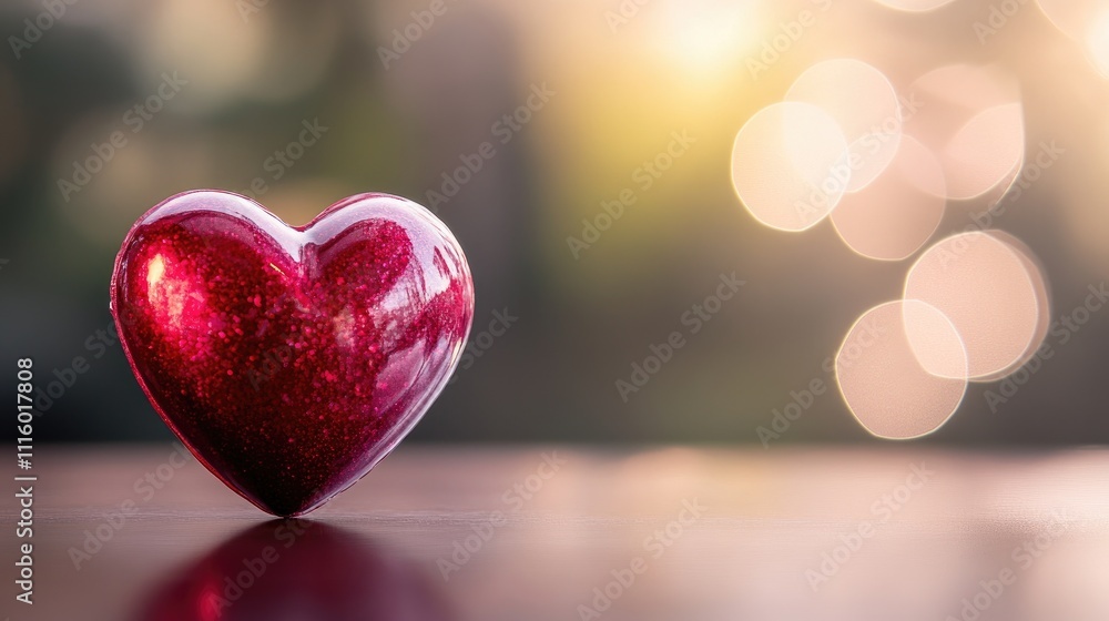 Poster romantic valentine's day background with soft pink and red heart shapes and a blurred bokeh effect i