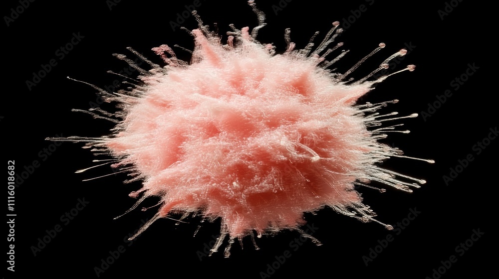 Poster microscopic view of immune cell behavior laboratory setting scientific visualization dark background
