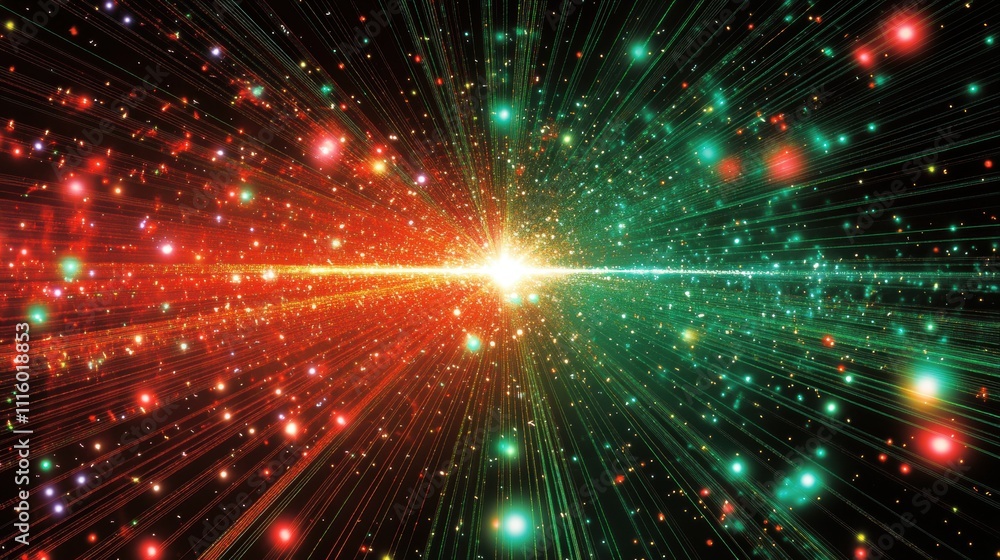 Poster dynamic cosmic explosion of light and color space digital art universe abstract energy and motion co