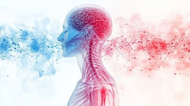 artistic illustration depicts autonomic nervous system showcasing sympathetic and parasympathetic pathways vibrant colors blending accuracy creativity educational use.