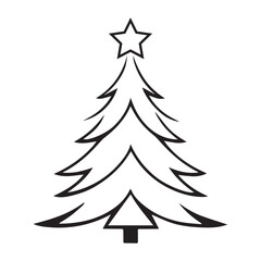 Obraz premium christmas tree with star silhouette vector icon