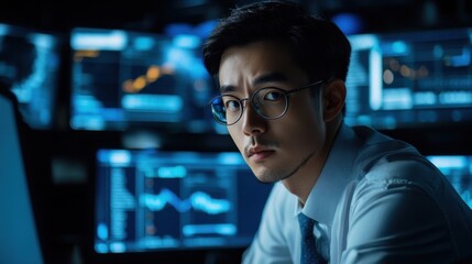 A businessman demonstrates his commitment to cybersecurity by utilizing virtual technology to safeguard data storage, fortifying against cyber threats and ensuring data integrity.