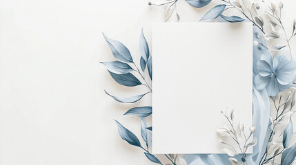 Obraz premium Wedding invitation illustration on a white paper background, featuring elegant design and delicate details.