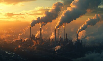 Fototapeta premium Process of capturing carbon dioxide emissions from industrial sources, converting them for utilization, and securely storing them underground to mitigate climate impact.