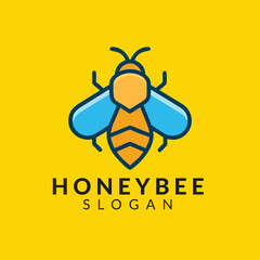 Creative bee honey logo design vector concept template illustration