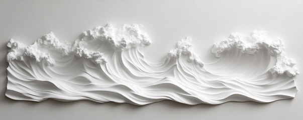 Obraz premium Textured plaster relief of waves crashing, evoking energy and natural beauty