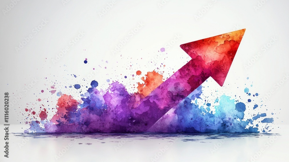 Aufkleber flowing purple gradient arrow symbolizes artistic progress and creative success set vibrant abstract