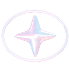 Obraz premium Cute 3D Iridescent Star Graphic Design