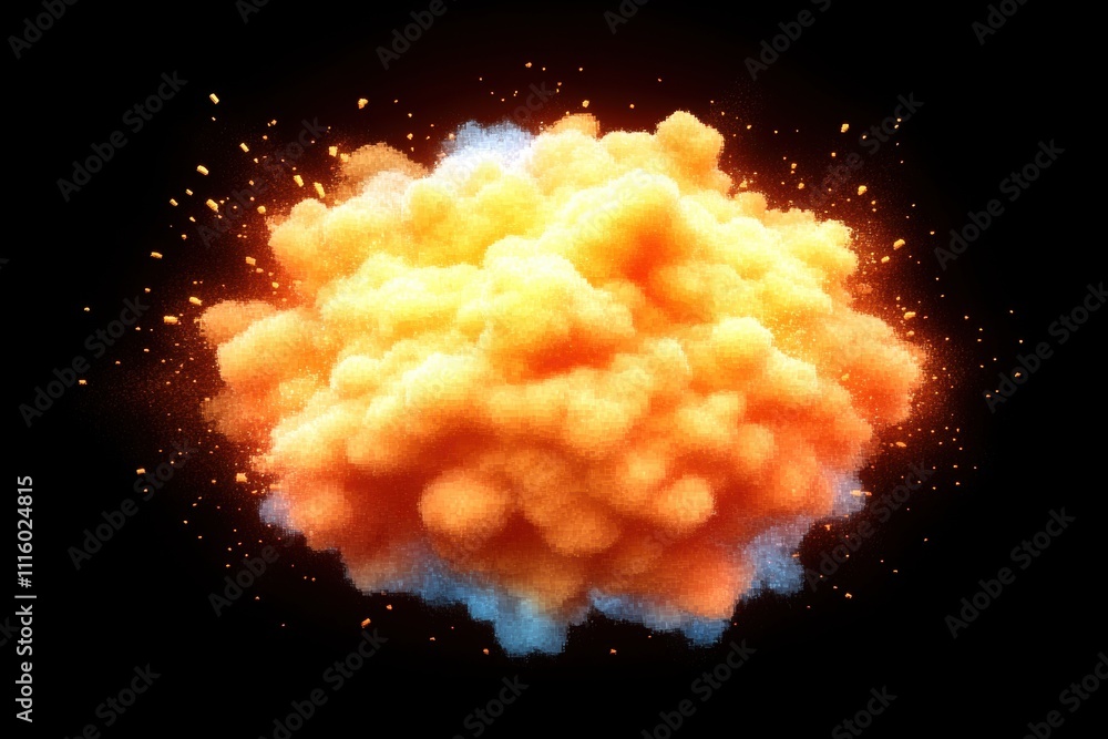 Poster explosion effects demonstration laboratory setting digital art dark background dynamic viewpoint vis