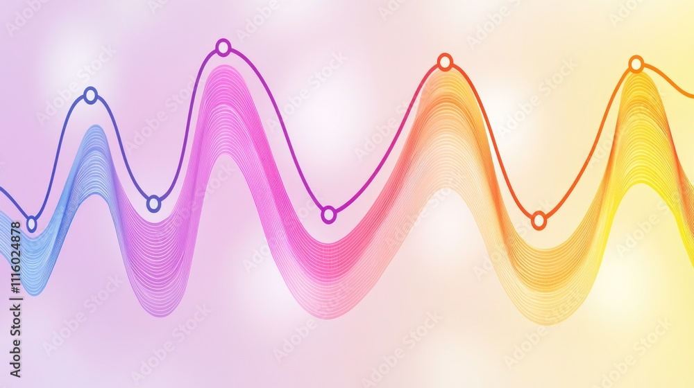 Poster abstract rainbow wave pattern: vibrant colorful data visualization