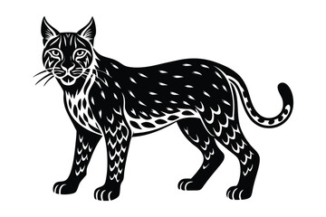 Obraz premium bobcat silhouette vector illustration on white background