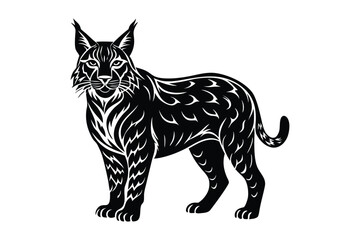 bobcat silhouette vector illustration on white background