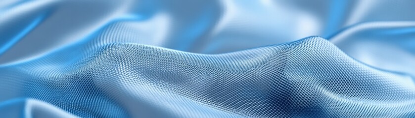 Wide close-up of blue sports fabric showcasing breathable mesh texture, realistic sewing patterns, and subtle light reflections, perfect for a sleek and modern football jersey design