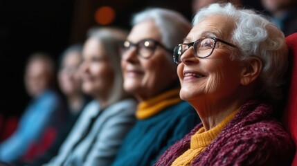 Obraz premium Seniors enjoying a lively performance at a modern concert venue celebrating culture