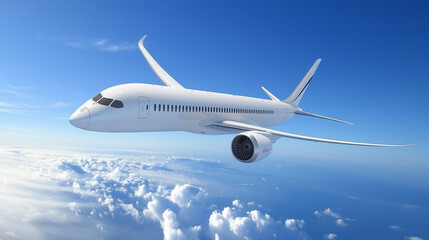 Obraz premium Aircraft ascending through the sky, symbolizing ambition and reaching new heights in personal and professional endeavors.