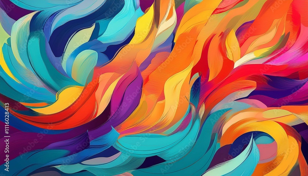 Poster vibrant abstract pattern with bold color strokes and textured brushwork
