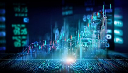 Obraz premium abstract background of stock market trends digital data analysis for financial growth and trading finance and technology analyzing stock market growth with digital charts blurred background