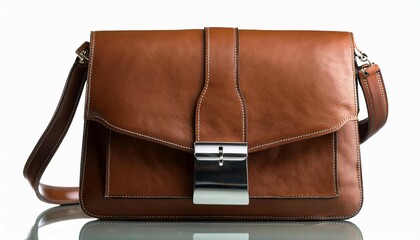 brown leather handbag with silver hardware