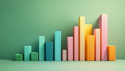 colorful bar graph depicting growth with pastel colors on a soft green background