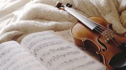 Fototapeta premium Classical music notes on single wooden stands show elegance, embodying the timeless beauty and intricate art of orchestral works