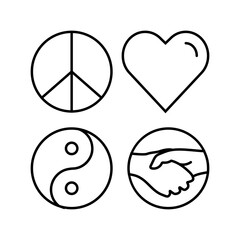 plur peace love unity respect line icon vector. plur peace love unity respect sign. isolated contour symbol black illustration