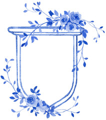 Blue wedding crest floral design