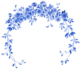 Blue wedding floral arch composition