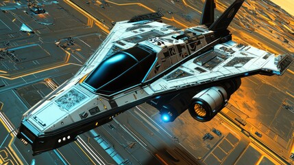 Fototapeta premium Futuristic spaceship in a high-tech environment