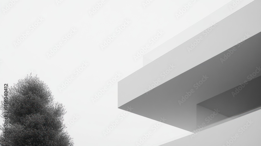 Poster minimalist modern architecture design featuring a tree